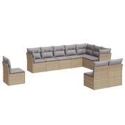 Loungeset 10-delig poly rattan beige