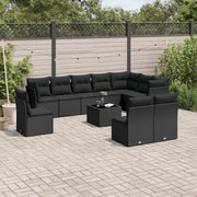 Loungeset 11-delig poly rattan zwart