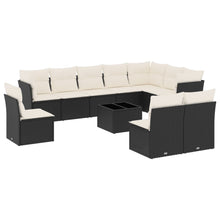 Loungeset met kussens poly rattan Zwart en crème Met tafel