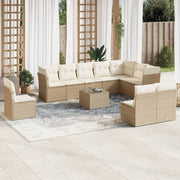 Tuinset 11-delig poly rattan beige
