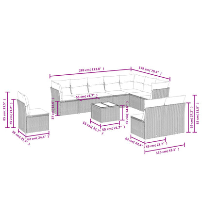 11-Delige Tuinset Met Kussens Poly Rattan Beige