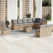 Tuinset 11-delig poly rattan beige
