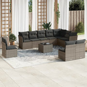 Loungeset 11-delig poly rattan grijs