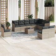 Loungeset poly rattan 11-delig lichtgrijs