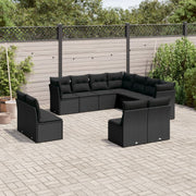 Loungeset 11-delig poly rattan zwart