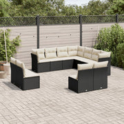 Loungeset 11-delig poly rattan zwart