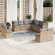 Tuinset 11-delig poly rattan beige
