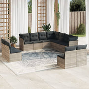 Loungeset 11-delig poly rattan lichtgrijs