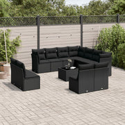 12-piece lounge set with cushions poly rattan black