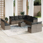 Loungeset 12-delig poly rattan grijs