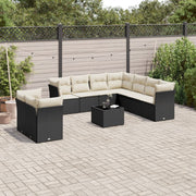 Loungeset 10-delig poly rattan zwart