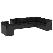 10-Delige Loungeset Met Kussens Poly Rattan Zwart