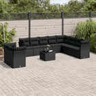 11-Delige Loungeset Met Kussens Poly Rattan Zwart