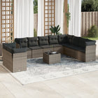 11-Delige Loungeset Met Kussens Poly Rattan Grijs