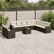 11-Piece Rattan Lounge Set with Cushions Brown