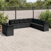 Loungeset 11-delig poly rattan zwart