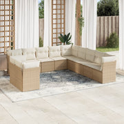 Tuinset 11-delig poly rattan beige met kussens