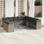 Loungeset 11-delig poly rattan grijs