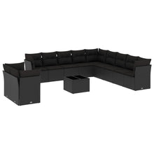 12-Delige Loungeset Met Kussens Poly Rattan Zwart