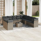 12-piece lounge set with cushions poly rattan grey