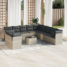 12-piece Lounge Set with Cushions Poly Rattan Light Grey