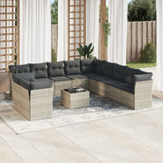 12-piece Lounge Set with Cushions Poly Rattan Light Grey