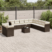 12-piece Lounge Set with Cushions Poly Rattan Brown