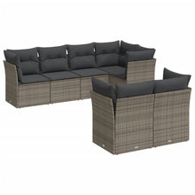 7-Delige Loungeset Met Kussens Poly Rattan Grijs