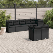 Loungeset 8-delig poly rattan zwart