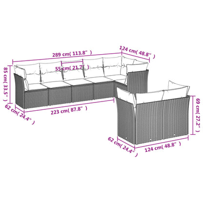 8-delige Loungeset met kussens poly rattan zwart 1 Zwart en crème