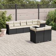 Loungeset 8-delig poly rattan zwart