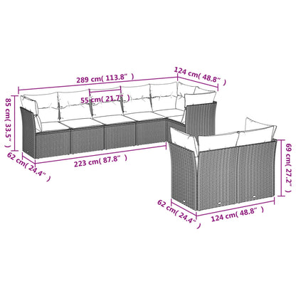 8-Delige Loungeset Met Kussens Poly Rattan Grijs