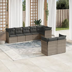 8-piece Lounge Set with Cushions Poly Rattan Grey