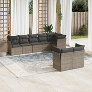 Loungeset 8-delig poly rattan grijs