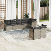 Loungeset 8-delig poly rattan lichtgrijs