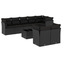 9-Delige Loungeset Met Kussens Poly Rattan Zwart