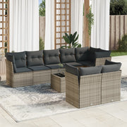 Loungeset poly rattan 9-delig grijs