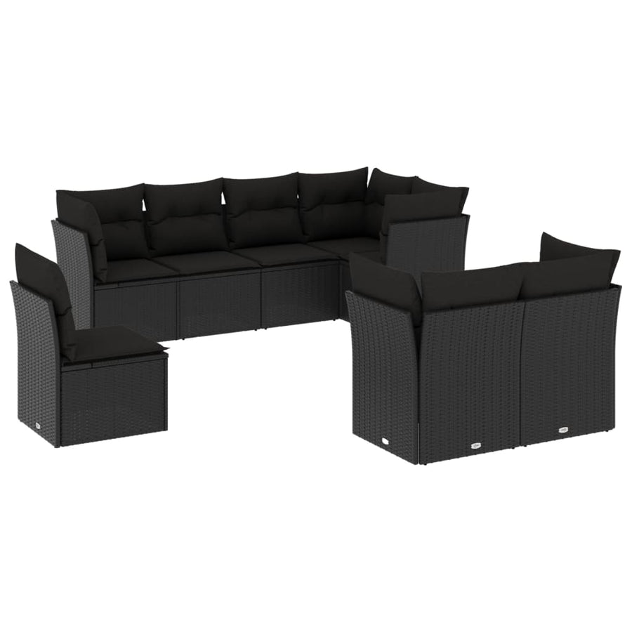 8-Delige Loungeset Met Kussens Poly Rattan Zwart