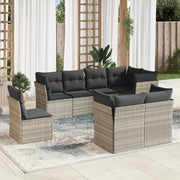 Loungeset 8-delig poly rattan lichtgrijs