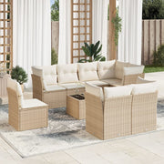 Loungeset 9-delig poly rattan beige