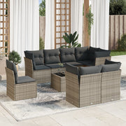 Loungeset 9-delig poly rattan grijs