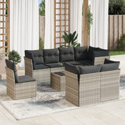 Loungeset 9-delig poly rattan lichtgrijs