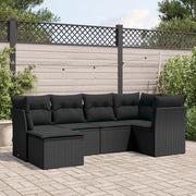 Loungeset 6-delig poly rattan zwart