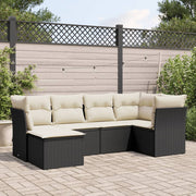 Loungeset 6-delig poly rattan zwart