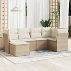 6-piece Lounge Set with cushions poly rattan beige