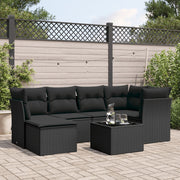 Loungeset 7-delig poly rattan zwart