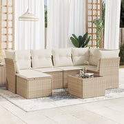Loungeset 7-delig poly rattan beige
