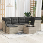 Loungeset 7-delig poly rattan lichtgrijs