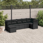 7-delige Loungeset met kussens poly rattan zwart Zwart Zonder tafel