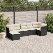 Loungeset 7-delig poly rattan zwart